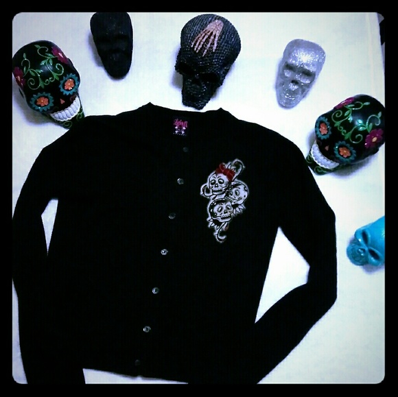 Lucky 13 Sweaters - RARE Lucky 13 Day of the Dead Cardigan